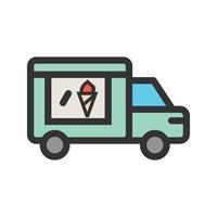 icona della linea riempita di furgone gelato vettore