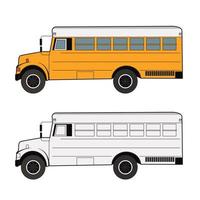 disegno vecto dell'illustrazione di vista laterale dello scuolabus dell'annata vettore