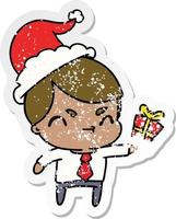 adesivo natalizio in difficoltà cartone animato di kawaii boy vettore
