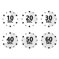 set di icone del timer, timer da 10 a 60 minuti, illustrazione vettoriale. vettore