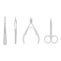 set di strumenti per manicure. forbici, lima per unghie, raschietto, tronchese. illustrazione vettoriale. vettore