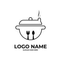 concetto di logo della pentola degli articoli da cucina vettore