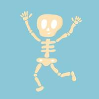 illustrazione vettoriale per halloween con uno scheletro di salto divertente su sfondo blu. illustrazione per vacanze, packaging, t-shirt, poster