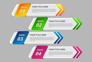 4 fasi di elementi infografici colorati. design per banner, presentazioni e altro ancora.