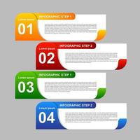 4 fasi di elementi infografici colorati. design per banner, presentazioni e altro ancora. vettore
