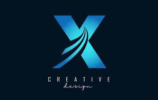 logo creativo della lettera x con linee guida e concept design stradale. lettera x con disegno geometrico. vettore
