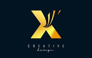 logo creativo lettera d'oro x con linee guida e concept design stradale. lettera x con disegno geometrico. vettore