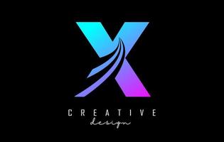 logo colorato lettera x con linee guida e concept design stradale. lettera x con disegno geometrico. vettore