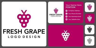 design semplice del logo dell'uva con modello di biglietto da visita. vettore
