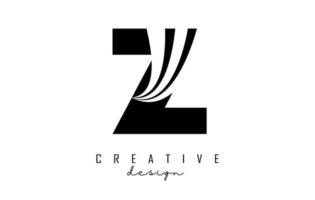 logo nero della lettera z con linee guida e concept design stradale. lettera z con disegno geometrico. vettore