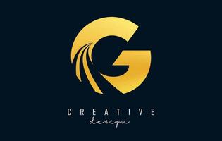 logo creativo lettera d'oro g con linee guida e concept design stradale. lettera g con disegno geometrico. vettore