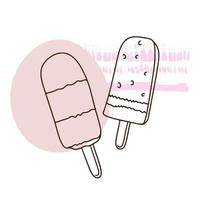 paio di gelato, crema dolce, succo congelato, stile doodle vettore