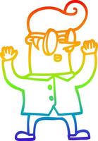 arcobaleno gradiente linea disegno cartone animato uomo nerd vettore