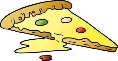 doodle cartone animato sfumato di una fetta di pizza vettore