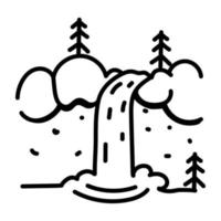un'icona di doodle accattivante di una cascata vettore