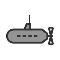icona della linea piena di sottomarino vettore