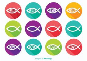 Icone di simbolo di pesce cristiano vettore
