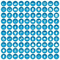 100 diverse icone di gesti impostate in blu vettore