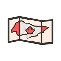 icona della linea piena della mappa del Canada vettore