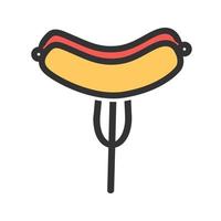 icona della linea piena di hot dog vettore