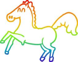 arcobaleno gradiente linea disegno cartone animato cavallo che si impenna vettore