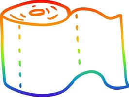 Rotolo di carta igienica per cartoni animati con disegno a tratteggio sfumato arcobaleno vettore