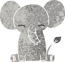 elefante eccentrico del fumetto di stile dell'illustrazione retrò vettore