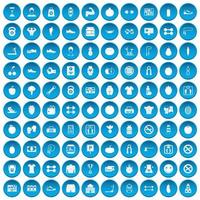 100 icone della palestra impostate in blu vettore