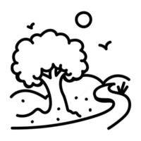 icona di doodle alla moda di un albero vettore