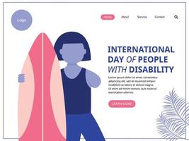 modello di pagina di destinazione web per la giornata internazionale delle persone con disabilità vettore