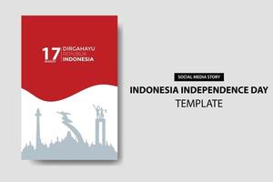 modello di social media per il giorno dell'indipendenza dell'indonesia vettore