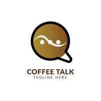 Cafe chat logo design template, coffee talk chat bubble mug logo vector download