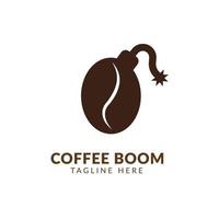 logo del boom del caffè, icona del vettore del boom sfondo simbolo del caffè, modello di logo del chicco di caffè