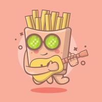 cool patatine fritte cibo personaggio mascotte suonare la chitarra cartone animato isolato in stile piatto design vettore