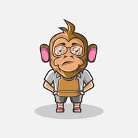 illustrazione del personaggio della scimmia del barista del caffè carino. semplice disegno vettoriale animale. isolato con sfondo morbido.