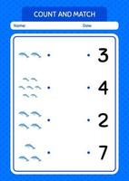 conta e abbina il gioco con il delfino. foglio di lavoro per bambini in età prescolare, foglio attività per bambini vettore