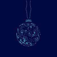 carta da parati di design natalizio con icona di Natale in stile pino su sfondo scuro. vettore di logo elegante palla per albero di natale.