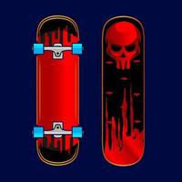 skateboard style halloween vector line neon art potrait logo design colorato con sfondo scuro. illustrazione grafica astratta. sfondo nero isolato per t-shirt, poster, abbigliamento, merchandising