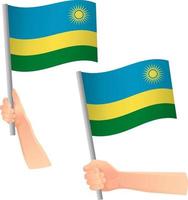 icona della bandiera del ruanda in mano vettore