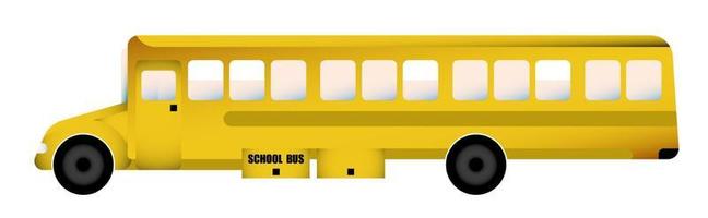 scuolabus giallo americano in stile cartone animato. Il 1 settembre inizia l'anno scolastico. sicurezza stradale. vettore di colore