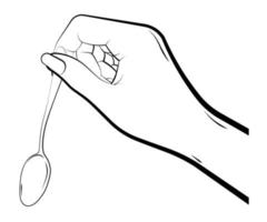 la mano femminile tiene un cucchiaino. gesti realistici, cucina e bevande. vettore isolato su sfondo bianco