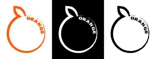 logo originale di un'arancia intera con una foglia. parte del design del menu. vettore bianco nero