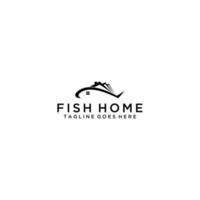 design creativo del segno del logo di pesce e casa vettore