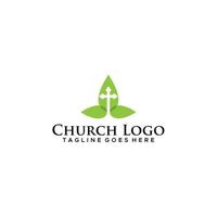 logo della chiesa a foglia croce bibbia vettore