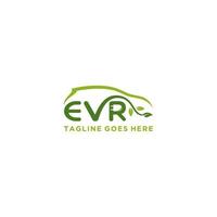 evr lettera auto elettrica logo segno pulsante. trasporto ecologico. carica di energia dell'auto. vettore