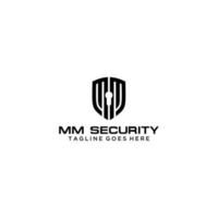 design del segno del logo di sicurezza iniziale mm vettore