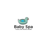 baby spa con design divertente del logo della vasca da bagno dell'anatra vettore