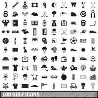 100 icone di golf impostate, stile semplice vettore