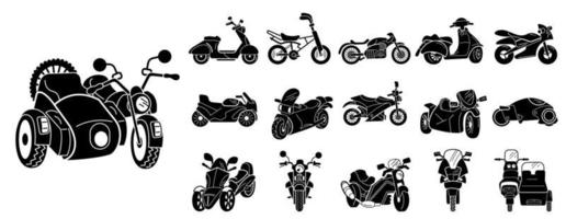 set di icone di moto, stile semplice vettore
