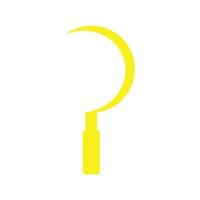 eps10 vettore giallo falce da giardinaggio icona o logo in semplice stile piatto e moderno alla moda isolato su sfondo bianco